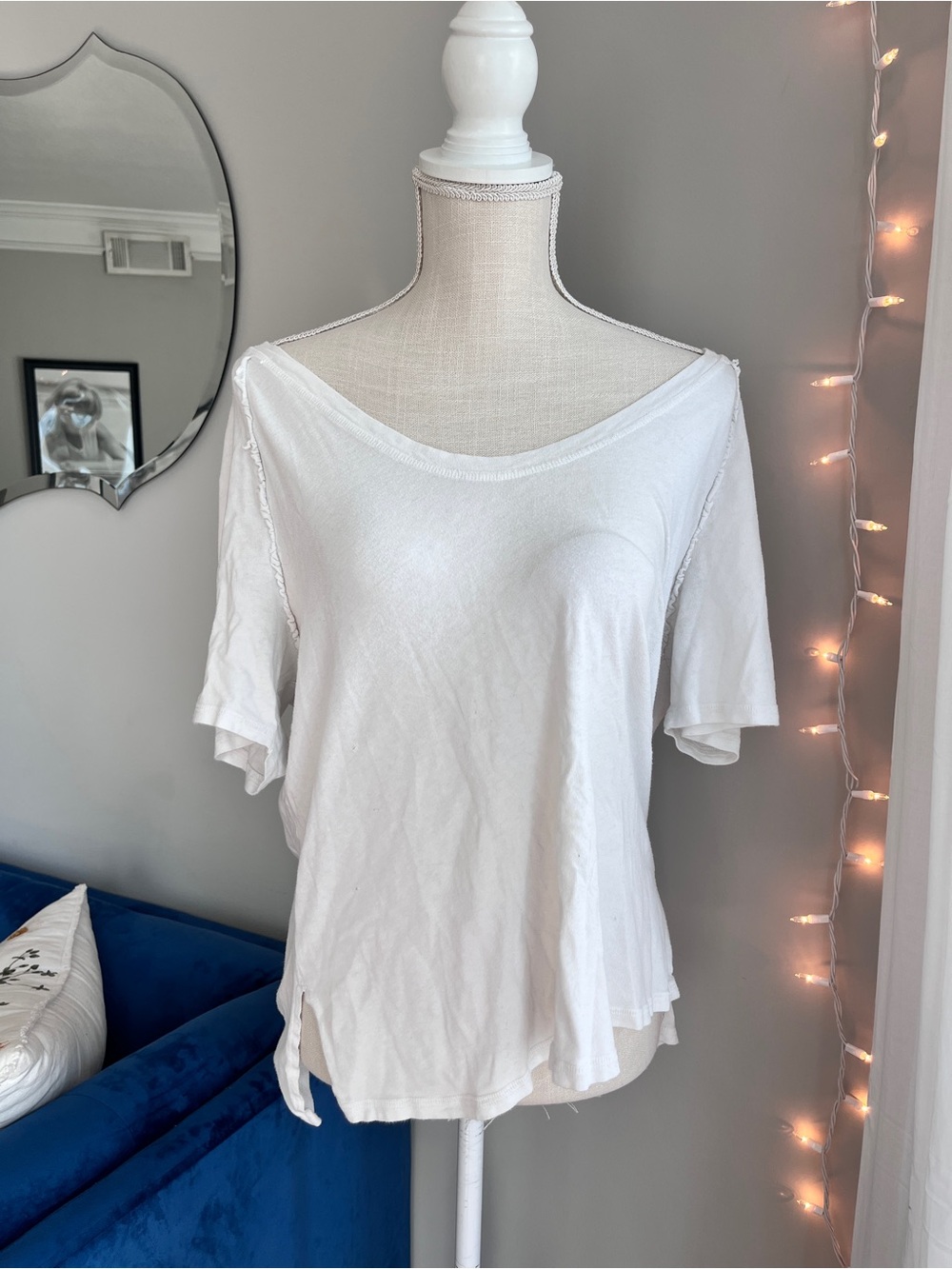 project social t white flowy off shoulder tee size small